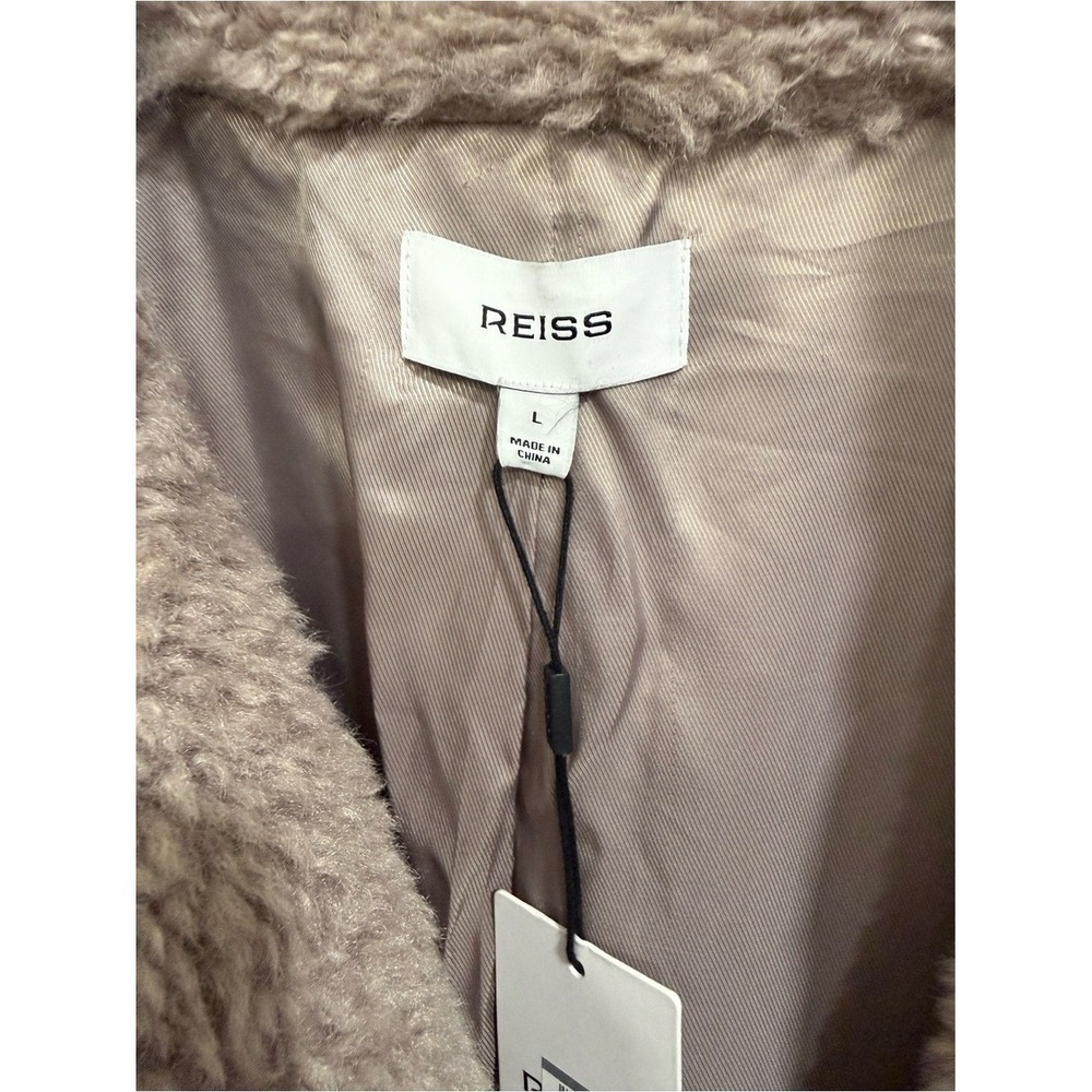 NWT Reiss Darla Faux Fur Coat in MINK NEUTRAL Sz L - Picture 9 of 12